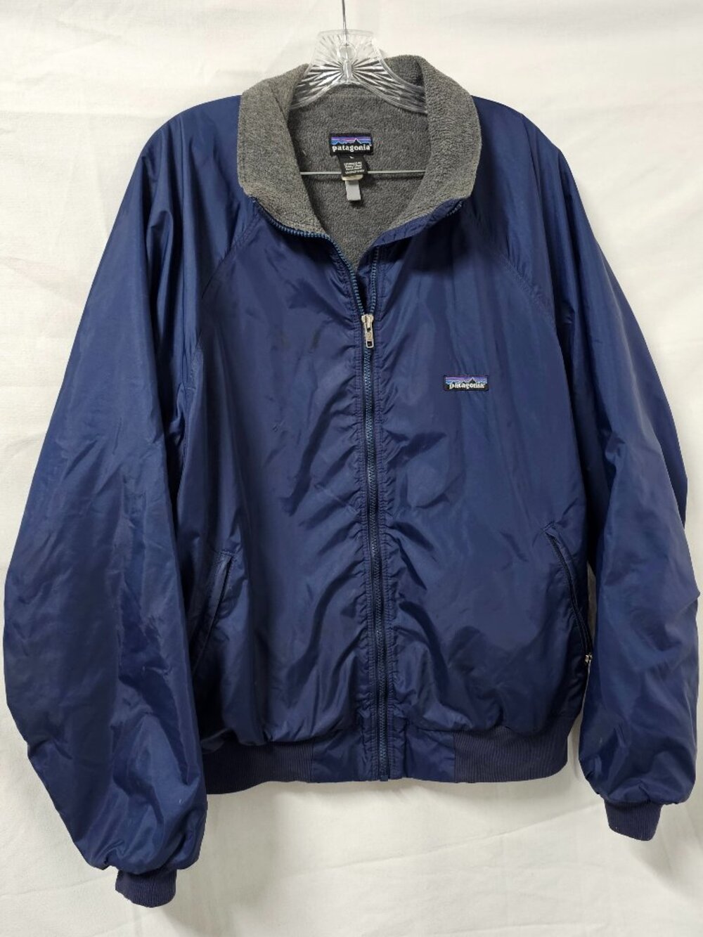 Blue Patagonia Shelled Gray Synchilla Full Zip Jacket Men's Size L
